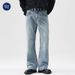 Men's Clothing Men's Washed Straight-Leg Jeans - Relaxed Fit Vintage Denim Pants With Slight Flare, High Cotton Comfort (Blue, Size 28-40)_viptrois.com