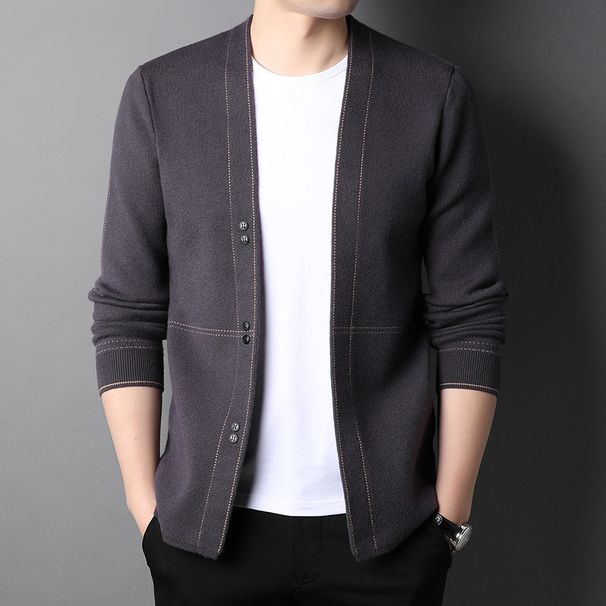 Celaln Kigmjn Men's Lightweight Knit Sweater - Slim Fit V-Neck Pullover For Business Casual & Everyday Wear (Gray, Sizes M-Xxxxl)_viptrois.com