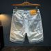 Men's Clothing Destroyed Sewing Denim Shorts Men Summer Thin Light Blue Shorts Printed Loose Five Point Casual Pants_viptrois.com