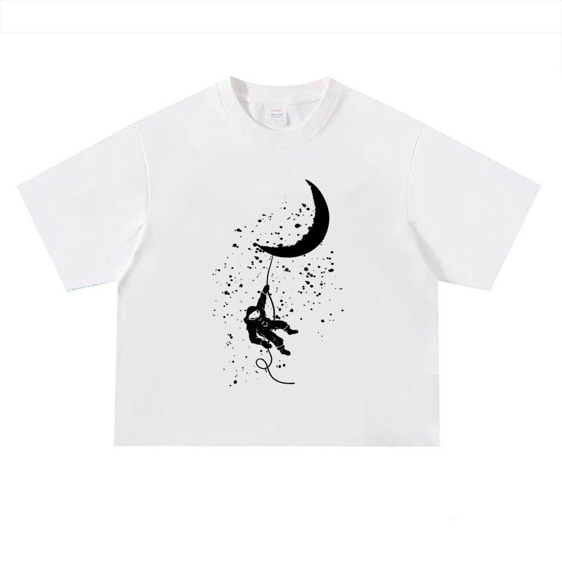 Astronaut Fitness Short Sleeve Men's Square T-Shirt 240g Bottom Shirt Boxy Fit Short Loose Blockbuster_viptrois.com