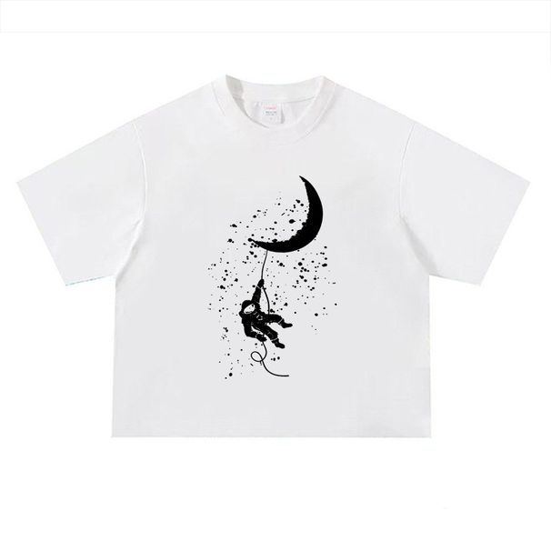 Astronaut Fitness Short Sleeve Men's Square T-Shirt 240g Bottom Shirt Boxy Fit Short Loose Blockbuster_viptrois.com