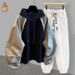 Men's Clothing Fashion Brand Plus Velvet Thickened Pleated Raglan Sleeves Hooded Sweatshirt Suit Men's Design Warm Set_viptrois.com