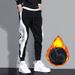 Men's Clothing Velvet Pants Autumn And Winter New Thick Warm Fashion Stitching Contrast Color Trend Embroidery Cuff Sweatpants_viptrois.com