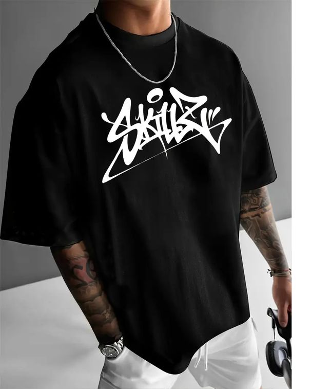 Men's Fashion Short-sleeved T-shirts Summer Slim-fit Pure Cotton Printed T-shirts Trendy Casual Versatile Tops_viptrois.com