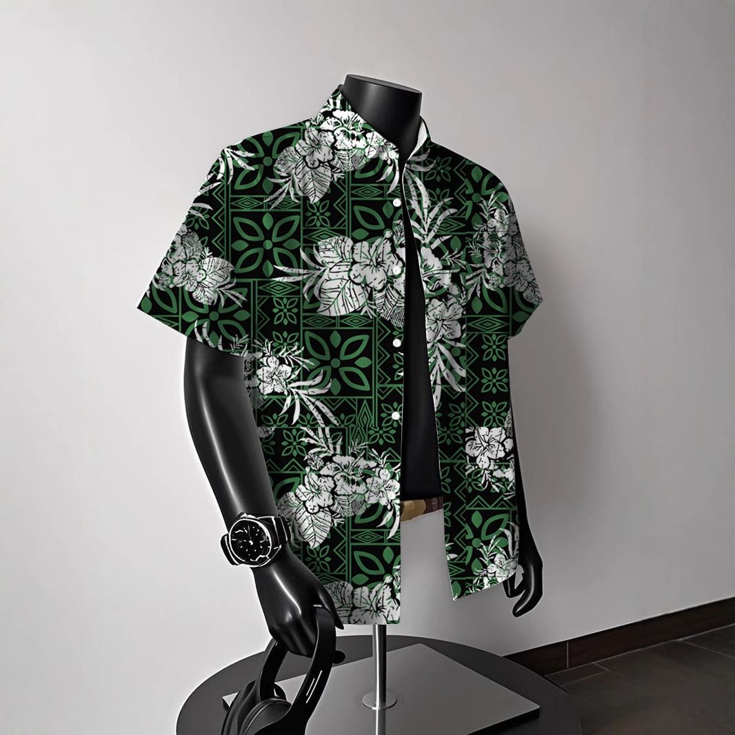 New 2026 Ice Silk Beach Flower Shirt Short Sleeve Men's Summer Beach Vacation Men's Clothing_viptrois.com
