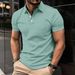 2026 Men's Casual Shirt - Solid Color Buttoned Short Sleeve T-Shirt With Double-sided Beads And Breathable POLO Shirt For Men_viptrois.com