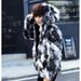 Men's Clothing Men's winter warm coat with hood, fur and velvet cotton coat, trendy men's floral windbreaker, fur cotton coat_viptrois.com