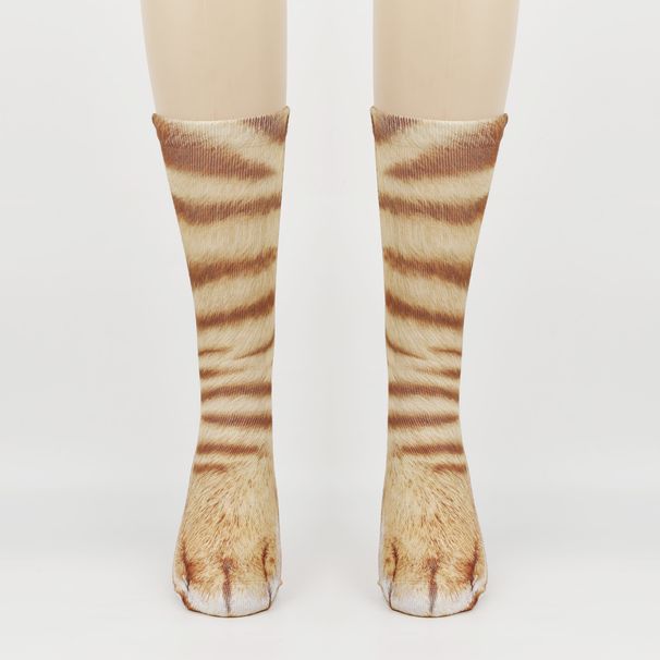 3D animal feet print socks, adult and children print socks, leopard print animal style socks_viptrois.com