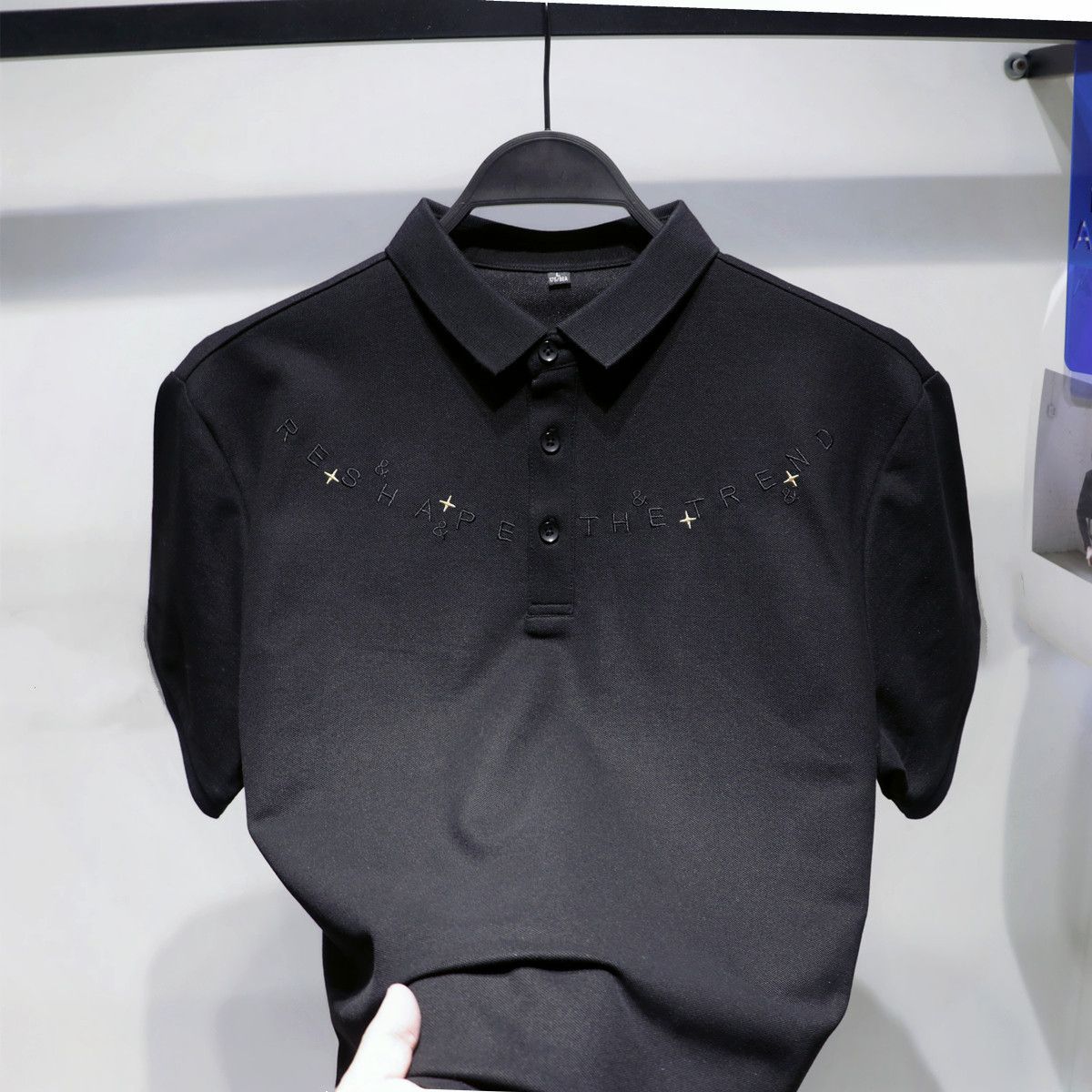 Men's Clothing Summer New English Five Pointed Star Embroidery POLO Shirt Fashion Simple Short Sleeved T Shirt Trendy Men_viptrois.com
