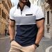 Men's New Chest Fake Pocket Digital Printing Lapel Button Polo Shirt_viptrois.com