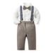 kid's clothing Boys' dress long sleeve bow cotton shirt children's suit suspenders multi-piece set_viptrois.com