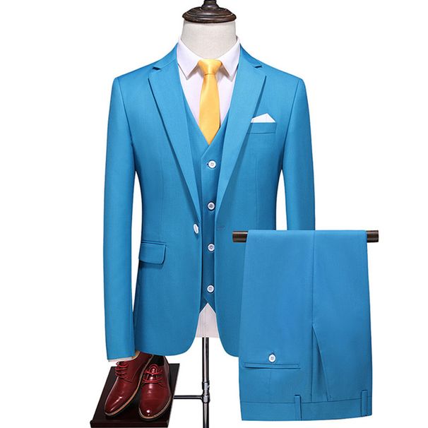 Men's Clothing Mainly Promote Men's Hollow Slim Large Size Suit Three Piece Suit Solid Color Foreign Trade Cross Border 711 Big Red P180 Wholesale_viptrois.com