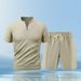 Men's Clothing Casual Suit Short Sleeved Stretch Sports Shorts Two Piece Suit Casual T Shirt_viptrois.com