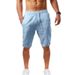 Men's Casual Elastic Waist Drawstring Shorts Summer Cotton Black Beige Loose Fit Elegant Beach Going Out Mid Waist Short Length_viptrois.com