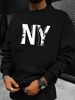 Men's Loose Casual Fashion New York NY Letter Pattern Printed Round Neck Long Sleeved Sportswear For Autumn And Winter_viptrois.com