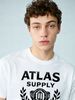 Men's 100% Cotton ATLAS SUPPLY Laurel Badge Graphic Tee, Summer Casual Round Neck Regular Fit Vintage Streetwear Short Sleeve T-shirt_viptrois.com