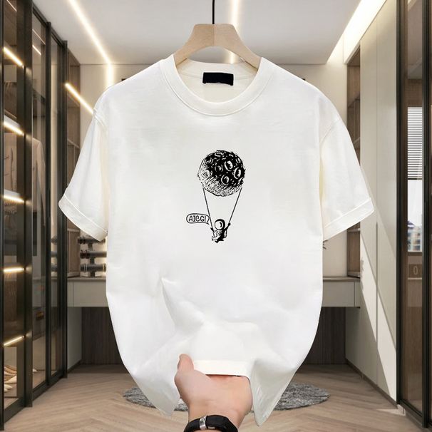 Men's Clothing Heavy Cotton Trendy Brand Printed Men's Short Sleeved T Shirt New Summer Hot Style Trendy Casual T Shirt_viptrois.com