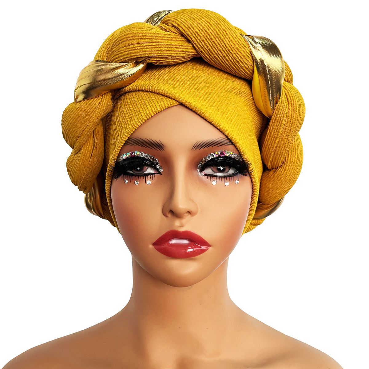 Women's Hats Matching Ethnic Headscarf Ladies Twisted Cross Hat Fashion Thick Braid Headband Headband_viptrois.com