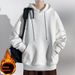 Kangaroo Pocket Men's Solid Color Sweater Loose And Double Open Fleece Thickened Shun Lamb Fleece With Long Sleeve Hooded Top_viptrois.com