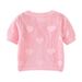 Mother & Kids Girls' One-Button Knit Cardigan Short Sleeve Top Toddler Baby Summer Lightweight Cover-Up Soft Cotton Round Neck_viptrois.com