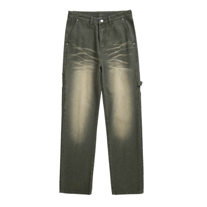 Men's Clothing Summer And Autumn New Individuality Trend Straight Jeans For Men Whitened Casual Style Washed Distressed Jeans For Men_viptrois.com