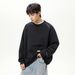 Monochrome Man- 400G Heavyweight American Style Crew Neck Sweatshirt With Structured Patchwork, Raglan Sleeves, Pullover, Letter_viptrois.com