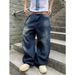 Men's Retro Washed Straight Leg Jeans Loose Fit Solid Color Casual Distressed Long Pants Hot Selling_viptrois.com