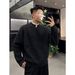 Winter Thick Warm Knit Sweater High Neck Two Piece Design Spliced Trim New Year Holiday Men's Women's Clothing_viptrois.com