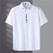 Men's Clothing Plus Size Short Sleeve Shirt Men Summer Thin Slightly Elastic Business Casual Plus Size Fat Brother Embroidered Shirt_viptrois.com
