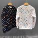 Design Sense Worn Plaid Sweater Men's Spring And Autumn Trendy Brand Ruffian Handsome Round Neck Men's Top 2024 New Bottoming Shirt_viptrois.com