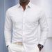 Classic Fit Men's Casual Shirt Long Sleeve Button Down Collar Solid Color Comfort Stretch Fabric For Daily Wear & Business Casual_viptrois.com