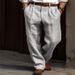 New Men's Linen Trousers With Double Pleats, Front Pockets, Straight Cut, Solid Color, Comfortable, Breathable, Casual,_viptrois.com