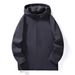 Men's Reversible Hooded Jacket – Lightweight Windproof Design, Breathable Polyester, Minimalist Streetwear (Beige/Black/Charcoal)_viptrois.com