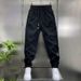 Men's Loose-Fit Casual Pants – Breathable Polyester Workwear With Adjustable Cuffs (Black/Gray, M-3XL)_viptrois.com