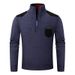 "Men's Fleece-Lined Half-Zip Knit Sweater – Breathable Thermal Pullover With Stand Collar"_viptrois.com