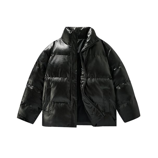 Men's Detachable Hood PU Leather Jacket – Oversized Streetwear Coat With Quilted Lining (M-3XL, Black/Charcoal/Deep Khaki)_viptrois.com