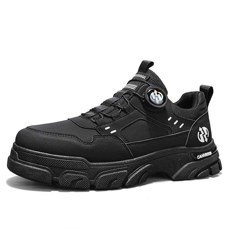 Men's Low-Cut Martin Boots British Retro Style Thick Sole Rotating Buckle Work Boots Casual Outdoor Ankle Boots_viptrois.com