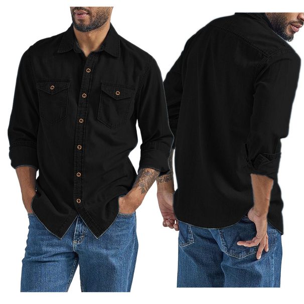 Imitation Denim Men's Shirt Men's Spring And Autumn Cardigan Wish European Version Plus Size To Sell Quickly_viptrois.com