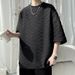 Men's Clothing Textured Short Sleeve Round Neck Pullover Top T-Shirt_viptrois.com