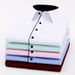Men's Solid Color Long Sleeve Dress Shirt, Wrinkle-Free Business Casual Slim Fit Shirt For Office Formal Wear,_viptrois.com