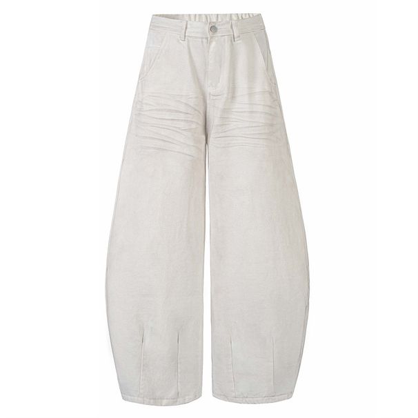 Spray-Dyed Vintage Dirty Denim Scimitar Pants Men's High Street Punk Pocket Design Loose Wide-Leg Trousers_viptrois.com