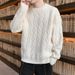 "Men's Chunky Cable Knit Sweater – Thick Winter Pullover, Classic Ribbed Design, Versatile Base Layer In Brown/Apricot/Red/Black"_viptrois.com