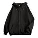 Solid Color Plain Sweatshirt Ins Style Loose Zipper Thickened Hooded Jacket_viptrois.com