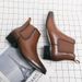 Men's Chelsea Boots Business Casual Leather Shoes Low-Cut Comfortable Slip-On For Work & Daily Wear (Black/Brown)_viptrois.com