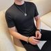 Men's Elastic Round Neck Short Sleeved T Shirt Fashionable Versatile Casual Thin Jacquard T Shirt Men_viptrois.com