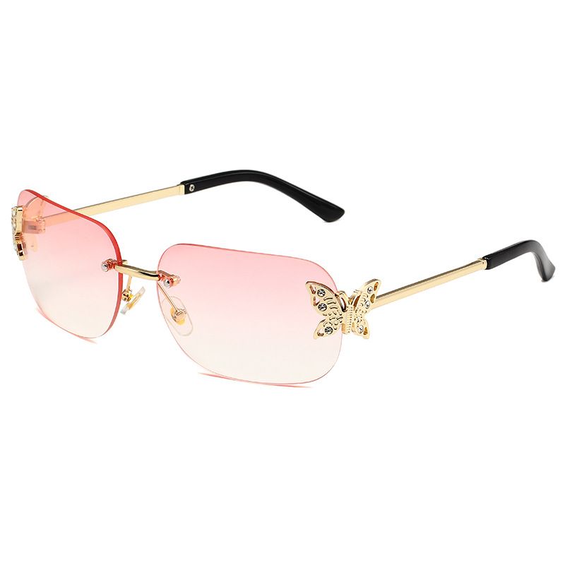 BUTTERFLY SQUARE - Frameless Cut-Edge Sunglasses (Retro-Inspired Shades, Diamond Accents, Hot Seller)_viptrois.com