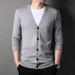 "Men's Slim-Fit V-Neck Knit Cardigan – Korean-Inspired Casual Button-Up Sweater (Lightweight Layering, Minimalist Design, Versatile Styling)"_viptrois.com