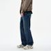 Men's Autumn/Winter Elastic Jeans 441g Straight Leg Loose Fit Imperial Blue Long Pants Versatile Mid Waist Slight Stretch_viptrois.com