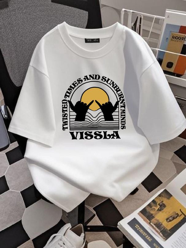 Vissla Twisted Times And Sunburnt Minds T Shirt Peach Size Medium Fashion Designer Clothes Casual Top For Everyday Wear Streetwear Stretched_viptrois.com
