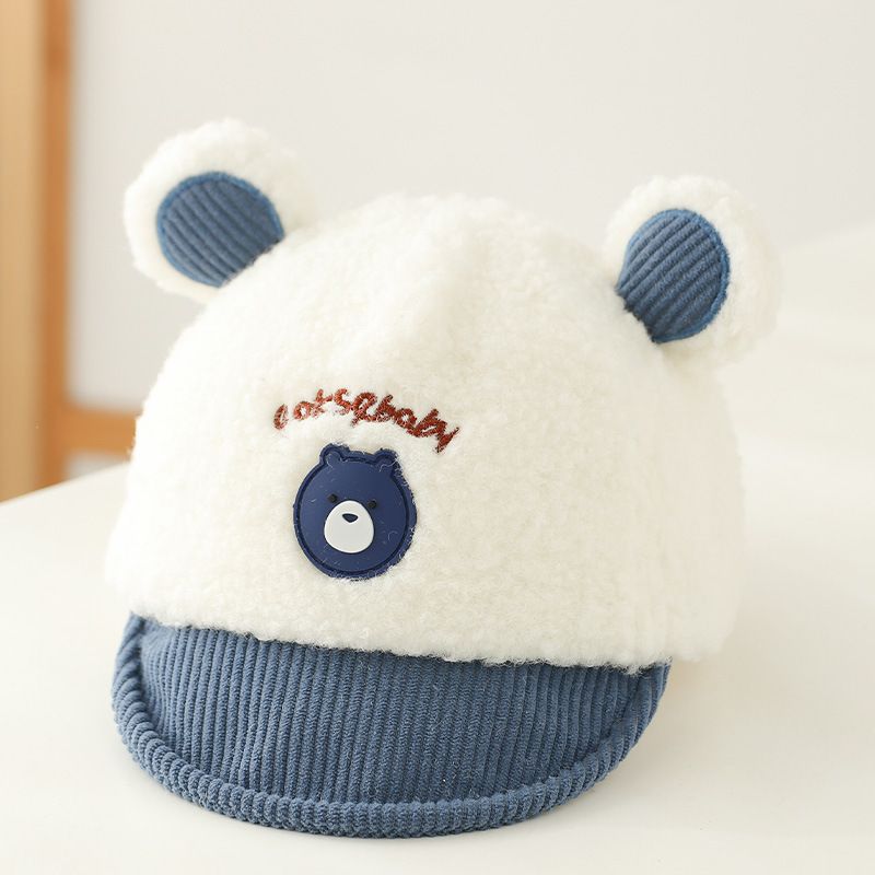 Style children's winter hat 0 12 months baby cute bear duckbill cap warm sunshade soft brim hat wholesale_viptrois.com